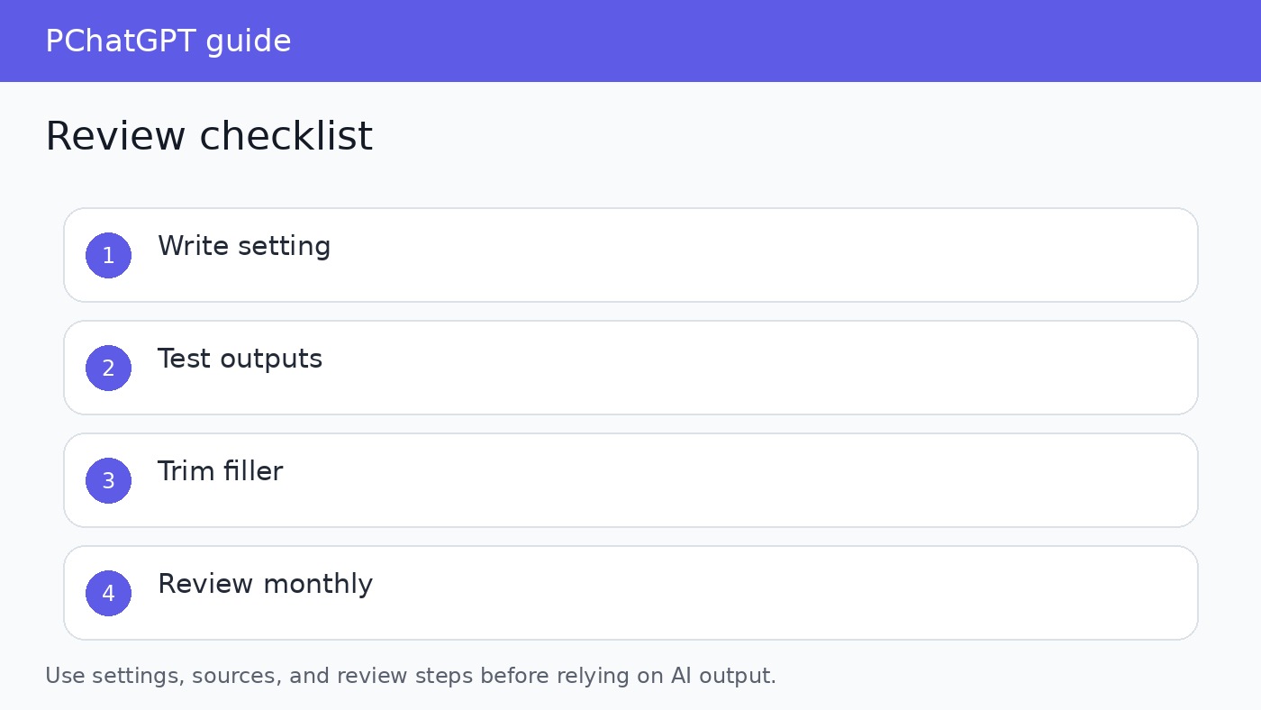 Checklist for testing ChatGPT custom instructions with real prompts