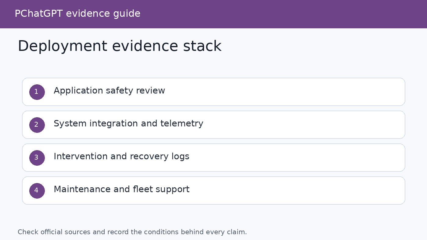 Industrial robotics evidence stack covering safety, integration, telemetry, recovery, and fleet operations
