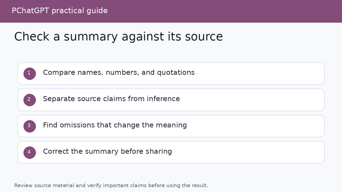 Chunked document summarization process with section notes, consolidation, and source verification