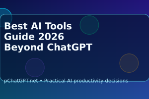 Best AI tools guide 2026 illustration showing productivity apps beyond ChatGPT