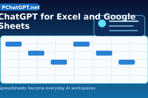 ChatGPT for Excel and Google Sheets spreadsheet AI workspace illustration