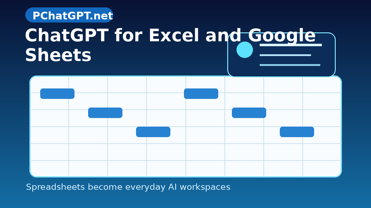 ChatGPT for Excel and Google Sheets spreadsheet AI workspace illustration