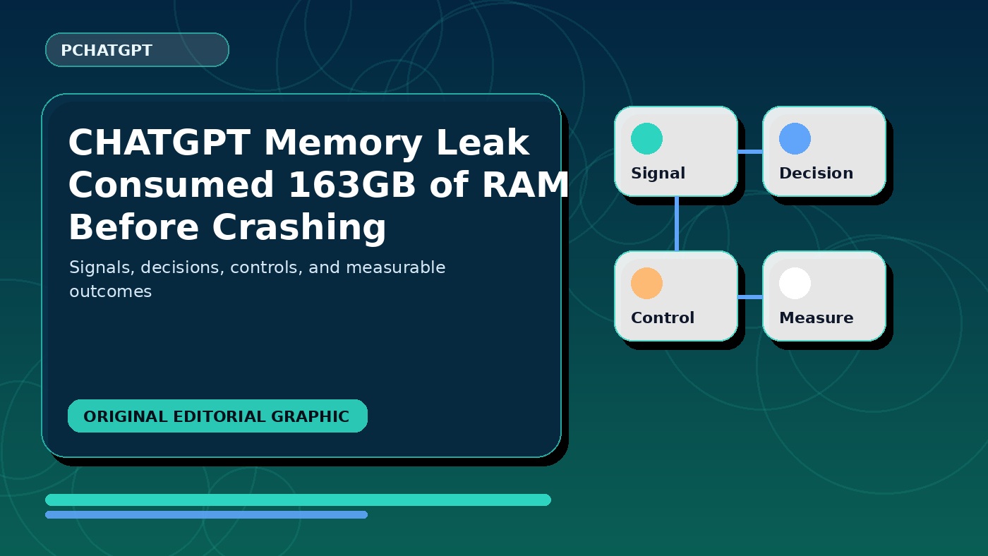 ChatGPT memory leak consumed 163GB of RAM before crashing workflow diagram